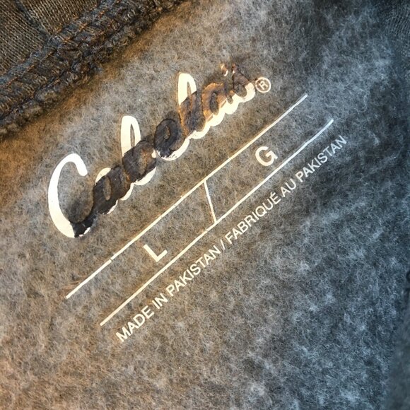 Cabelas Hoodie Sweatshirt Mens Large Gray Green Pullover Kangaroo Pouch - Picture 8 of 8
